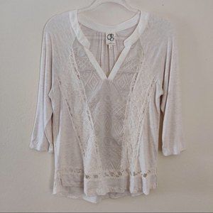One September Anthropologie Ivory Lace Overlay Top